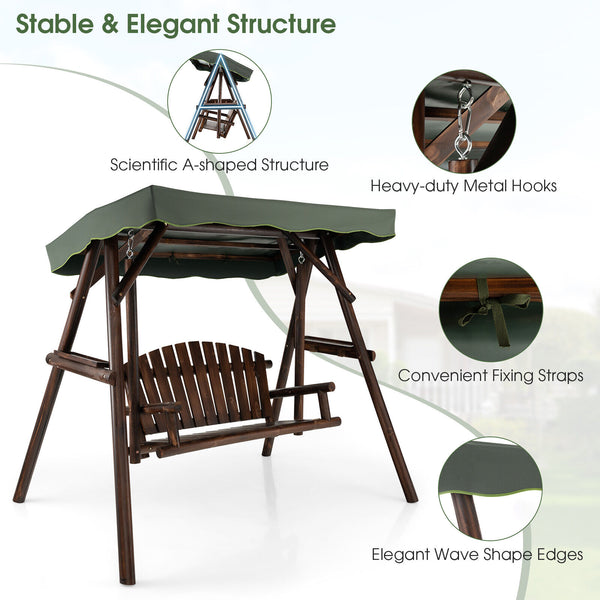 Carbonized fir wood is solid and weatherproof for outdoor use<br>Holds up to 530 lbs of weight  which is equivalent to 2 adults<br>A-shape frame ensures strong stability and load-bearing<br>Premium oxford fabric is wear-resistant and anti-fade for long us