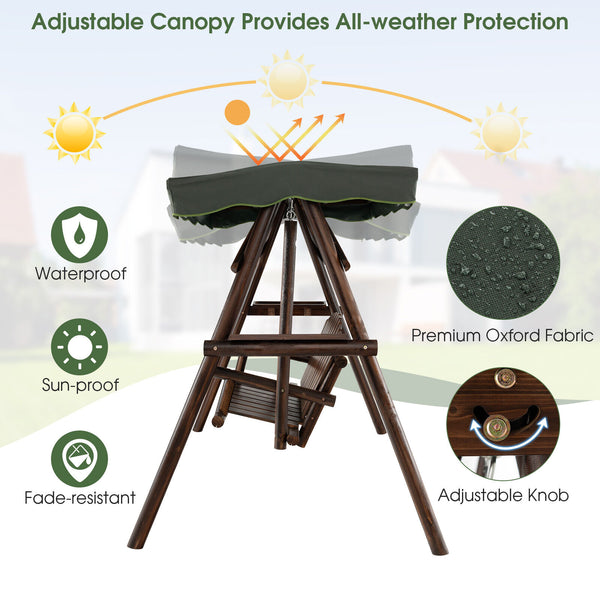 Carbonized fir wood is solid and weatherproof for outdoor use<br>Holds up to 530 lbs of weight  which is equivalent to 2 adults<br>A-shape frame ensures strong stability and load-bearing<br>Premium oxford fabric is wear-resistant and anti-fade for long us