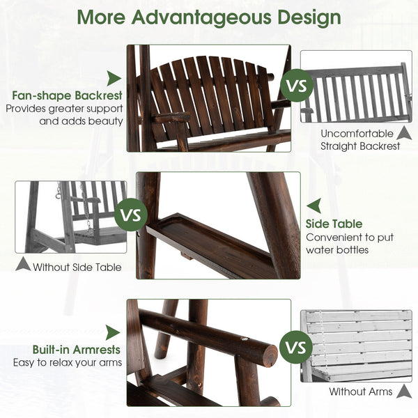Carbonized fir wood is solid and weatherproof for outdoor use<br>Holds up to 530 lbs of weight  which is equivalent to 2 adults<br>A-shape frame ensures strong stability and load-bearing<br>Premium oxford fabric is wear-resistant and anti-fade for long us