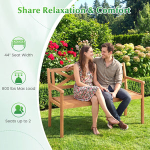 Solid acacia wood construction ensures lasting outdoor durability<br>Reinforced support bars improve stability and weight support<br>Ergonomic inclined backrest promotes relaxed and supportive sitting<br>Cozy armrests provide added comfort for extended lo