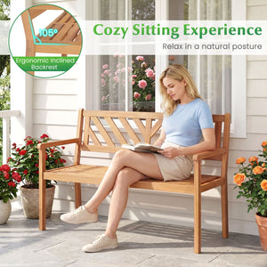 Solid acacia wood construction ensures lasting outdoor durability<br>Reinforced support bars improve stability and weight support<br>Ergonomic inclined backrest promotes relaxed and supportive sitting<br>Cozy armrests provide added comfort for extended lo