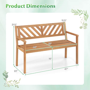 Solid acacia wood construction ensures lasting outdoor durability<br>Reinforced support bars improve stability and weight support<br>Ergonomic inclined backrest promotes relaxed and supportive sitting<br>Cozy armrests provide added comfort for extended lo