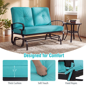 Make the outdoor enjoyment even longer with this outdoor swing glider bench! Â  Through swinging back and forth  this 2-person patio glider chair not only brings a smooth and quiet rocking experience  but also allows you and the one you loved to swing tog