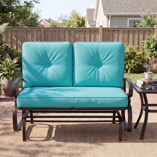 Make the outdoor enjoyment even longer with this outdoor swing glider bench! Â  Through swinging back and forth  this 2-person patio glider chair not only brings a smooth and quiet rocking experience  but also allows you and the one you loved to swing tog