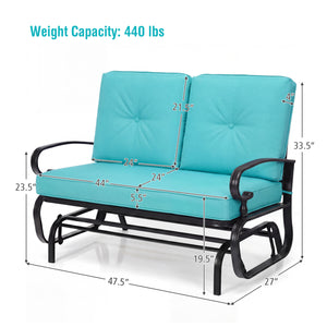 Make the outdoor enjoyment even longer with this outdoor swing glider bench! Â  Through swinging back and forth  this 2-person patio glider chair not only brings a smooth and quiet rocking experience  but also allows you and the one you loved to swing tog