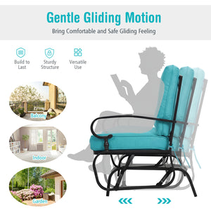 Make the outdoor enjoyment even longer with this outdoor swing glider bench! Â  Through swinging back and forth  this 2-person patio glider chair not only brings a smooth and quiet rocking experience  but also allows you and the one you loved to swing tog