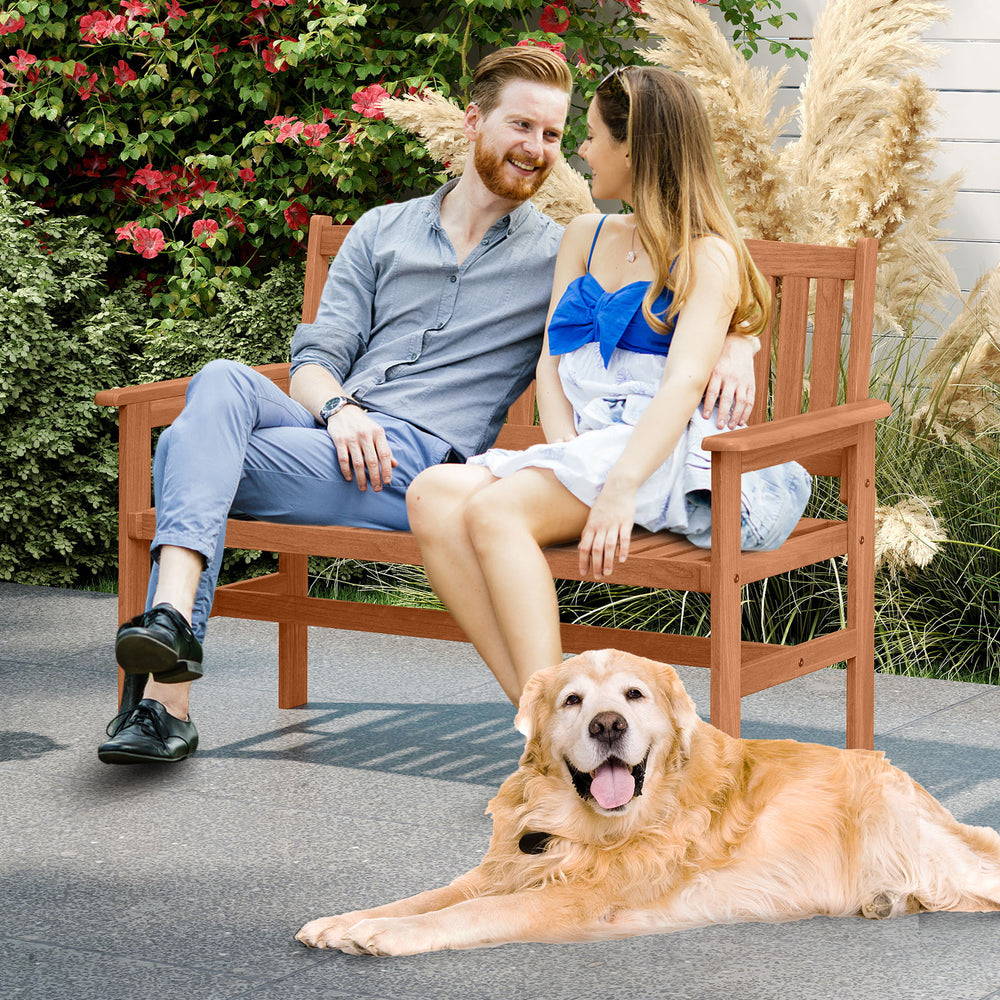 Made with premium solid wood for long-term use<br>Can accommodate 2 people with a weight capacity of 530 lbs<br>Curved seat provides a better fit for your body's natural curves<br>Comfort is improved with the built-in backrest and armrests<br>Sturdy suppo