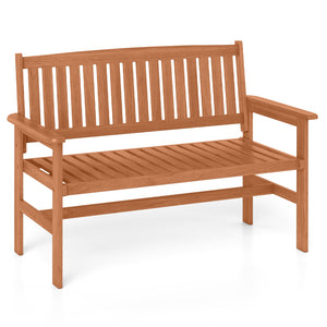 Made with premium solid wood for long-term use<br>Can accommodate 2 people with a weight capacity of 530 lbs<br>Curved seat provides a better fit for your body's natural curves<br>Comfort is improved with the built-in backrest and armrests<br>Sturdy suppo