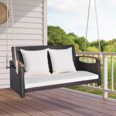 Spacious sitting area accommodates 2 people at the same time <br>Heavy-duty metal structure loads up to 800 lbs <br>Cozy seat and back cushion bring you endless comfort <br>Smooth zipper for easy maintenance of cushion cover <br>Swing safely with sturdy h