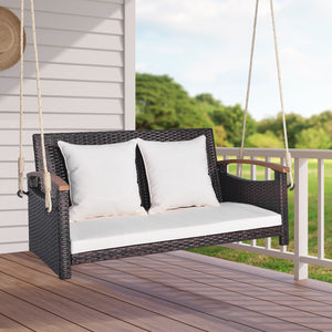 Spacious sitting area accommodates 2 people at the same time <br>Heavy-duty metal structure loads up to 800 lbs <br>Cozy seat and back cushion bring you endless comfort <br>Smooth zipper for easy maintenance of cushion cover <br>Swing safely with sturdy h