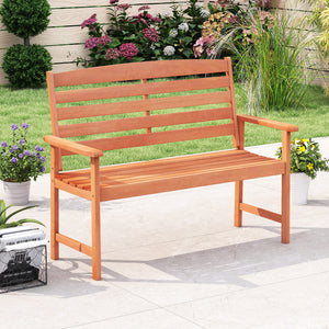 Solid wood construction for long-lasting use<br>Suitable for 2 people with a 530 lbs weight capacity<br>Curved seat ensures a better fit to your body curves<br>Slatted backrest and comfortable armrests for added comfort<br>Designed for stability thanks to