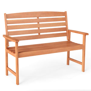 Solid wood construction for long-lasting use<br>Suitable for 2 people with a 530 lbs weight capacity<br>Curved seat ensures a better fit to your body curves<br>Slatted backrest and comfortable armrests for added comfort<br>Designed for stability thanks to