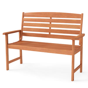 Solid wood construction for long-lasting use<br>Suitable for 2 people with a 530 lbs weight capacity<br>Curved seat ensures a better fit to your body curves<br>Slatted backrest and comfortable armrests for added comfort<br>Designed for stability thanks to