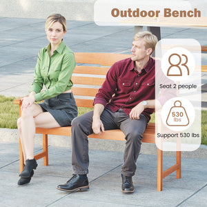 Solid wood construction for long-lasting use<br>Suitable for 2 people with a 530 lbs weight capacity<br>Curved seat ensures a better fit to your body curves<br>Slatted backrest and comfortable armrests for added comfort<br>Designed for stability thanks to