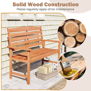 Solid wood construction for long-lasting use<br>Suitable for 2 people with a 530 lbs weight capacity<br>Curved seat ensures a better fit to your body curves<br>Slatted backrest and comfortable armrests for added comfort<br>Designed for stability thanks to