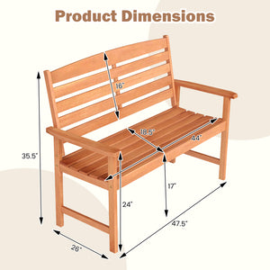 Solid wood construction for long-lasting use<br>Suitable for 2 people with a 530 lbs weight capacity<br>Curved seat ensures a better fit to your body curves<br>Slatted backrest and comfortable armrests for added comfort<br>Designed for stability thanks to