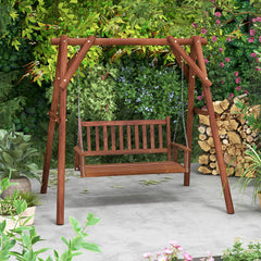 Premium solid wood material for superior durability and stability <br>Seats up to 2 persons and holds up to 500 lbs <br>Long metal chains and sturdy S-shaped hooks for safe swinging <br>Inclined backrest  curved seat and cozy armrests add comfort <br>Slat