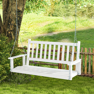 Premium solid wood material for superior durability and stability <br>Seats up to 2 persons and holds up to 500 lbs <br>Long metal chains and sturdy S-shaped hooks for safe swinging <br>Inclined backrest  curved seat and cozy armrests add comfort <br>Slat