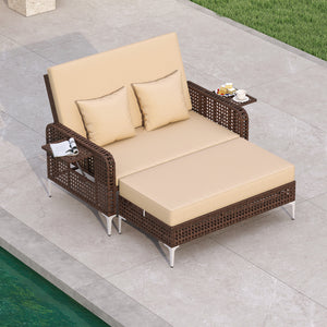 4-level adjustable backrest satisfies multiple relaxing demands<br>Heavy-duty metal frame with adjustable foot pads for strong support<br>Both the loveseat and ottoman can withstand 800 lbs heavy weight<br>Soft cushions and pillows for ultimate coziness<b