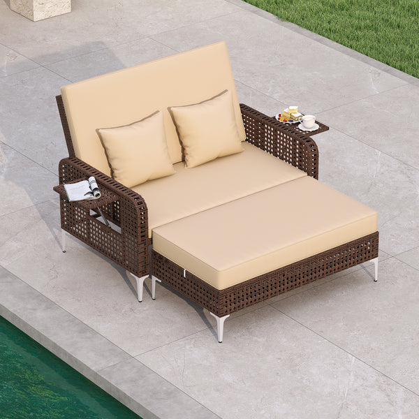 4-level adjustable backrest satisfies multiple relaxing demands<br>Heavy-duty metal frame with adjustable foot pads for strong support<br>Both the loveseat and ottoman can withstand 800 lbs heavy weight<br>Soft cushions and pillows for ultimate coziness<b