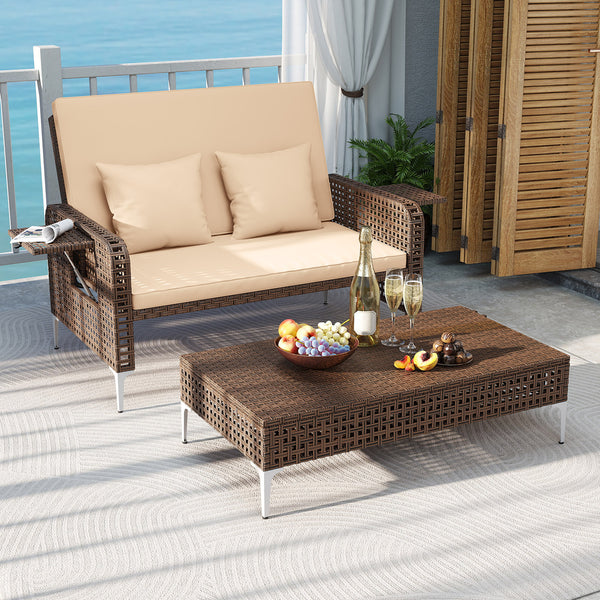 4-level adjustable backrest satisfies multiple relaxing demands<br>Heavy-duty metal frame with adjustable foot pads for strong support<br>Both the loveseat and ottoman can withstand 800 lbs heavy weight<br>Soft cushions and pillows for ultimate coziness<b