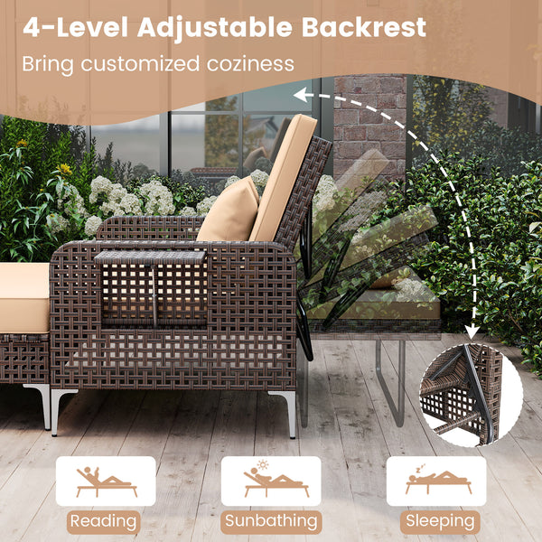 4-level adjustable backrest satisfies multiple relaxing demands<br>Heavy-duty metal frame with adjustable foot pads for strong support<br>Both the loveseat and ottoman can withstand 800 lbs heavy weight<br>Soft cushions and pillows for ultimate coziness<b