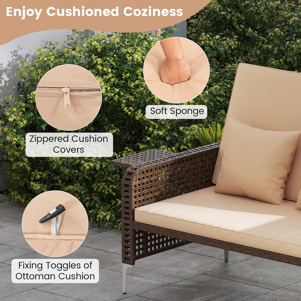 4-level adjustable backrest satisfies multiple relaxing demands<br>Heavy-duty metal frame with adjustable foot pads for strong support<br>Both the loveseat and ottoman can withstand 800 lbs heavy weight<br>Soft cushions and pillows for ultimate coziness<b