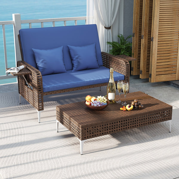 4-level adjustable backrest satisfies multiple relaxing demands<br>Heavy-duty metal frame with adjustable foot pads for strong support<br>Both the loveseat and ottoman can withstand 800 lbs heavy weight<br>Soft cushions and pillows for ultimate coziness<b