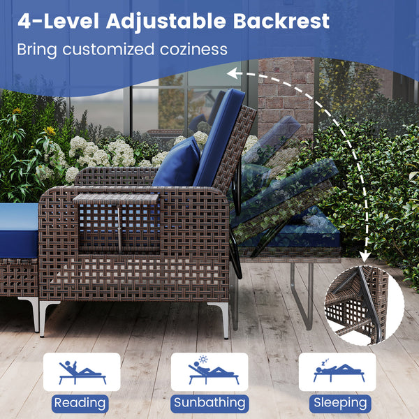 4-level adjustable backrest satisfies multiple relaxing demands<br>Heavy-duty metal frame with adjustable foot pads for strong support<br>Both the loveseat and ottoman can withstand 800 lbs heavy weight<br>Soft cushions and pillows for ultimate coziness<b