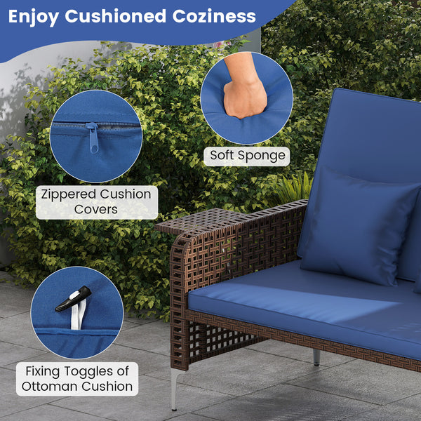 4-level adjustable backrest satisfies multiple relaxing demands<br>Heavy-duty metal frame with adjustable foot pads for strong support<br>Both the loveseat and ottoman can withstand 800 lbs heavy weight<br>Soft cushions and pillows for ultimate coziness<b