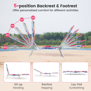 5-position adjustable backrest can offer personalized comfort for different activities<br>Anti-pinch ratchets allow for easy adjustment of the backrest<br>Foldable design ensures compact storage<br>Featuring convenient carrying strap for easy transportati