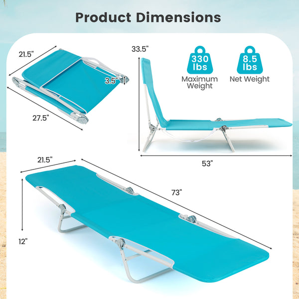 5-position adjustable backrest can offer personalized comfort for different activities<br>Anti-pinch ratchets allow for easy adjustment of the backrest<br>Foldable design ensures compact storage<br>Featuring convenient carrying strap for easy transportati