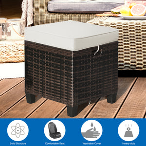 The sturdy and solid steel frame ensures sturdiness and durability<br>Premium and hand-woven rattan suitable for outdoor<br>Premium cushions for maximum comfort<br>The water-proof cushion cover is removable and washable<br>Fixed by ropes to prevent the cu