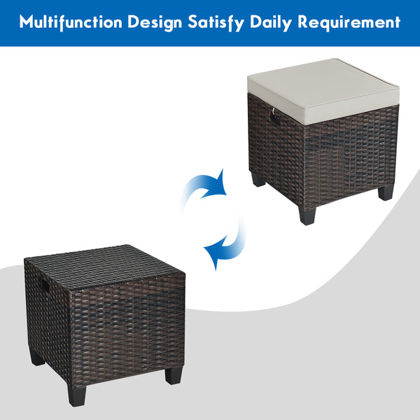 The sturdy and solid steel frame ensures sturdiness and durability<br>Premium and hand-woven rattan suitable for outdoor<br>Premium cushions for maximum comfort<br>The water-proof cushion cover is removable and washable<br>Fixed by ropes to prevent the cu
