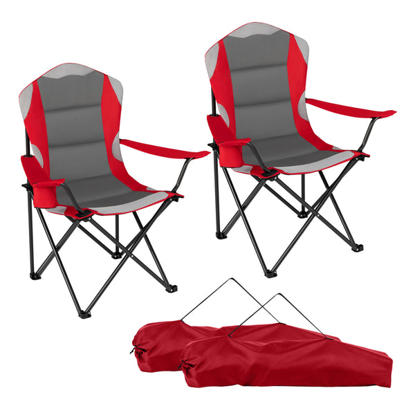 Perfect for gatherings with this 2-pack camping chair set<br>Offer support for the neck  shoulder  back  lumbar  arms and legs<br>600D Oxford fabric provides long-lasting and wear-resistant seating<br>Soft cotton filling ensures comfortable cushioning for