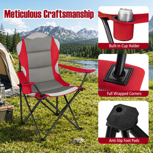 Perfect for gatherings with this 2-pack camping chair set<br>Offer support for the neck  shoulder  back  lumbar  arms and legs<br>600D Oxford fabric provides long-lasting and wear-resistant seating<br>Soft cotton filling ensures comfortable cushioning for