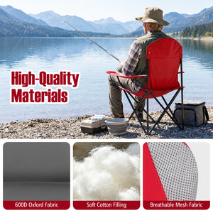 Perfect for gatherings with this 2-pack camping chair set<br>Offer support for the neck  shoulder  back  lumbar  arms and legs<br>600D Oxford fabric provides long-lasting and wear-resistant seating<br>Soft cotton filling ensures comfortable cushioning for