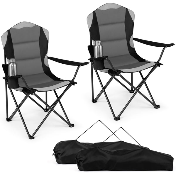 Perfect for gatherings with this 2-pack camping chair set<br>Offer support for the neck  shoulder  back  lumbar  arms and legs<br>600D Oxford fabric provides long-lasting and wear-resistant seating<br>Soft cotton filling ensures comfortable cushioning for