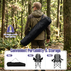Perfect for gatherings with this 2-pack camping chair set<br>Offer support for the neck  shoulder  back  lumbar  arms and legs<br>600D Oxford fabric provides long-lasting and wear-resistant seating<br>Soft cotton filling ensures comfortable cushioning for