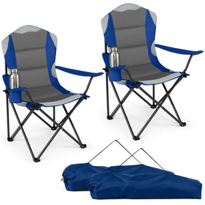 Perfect for gatherings with this 2-pack camping chair set<br>Offer support for the neck  shoulder  back  lumbar  arms and legs<br>600D Oxford fabric provides long-lasting and wear-resistant seating<br>Soft cotton filling ensures comfortable cushioning for