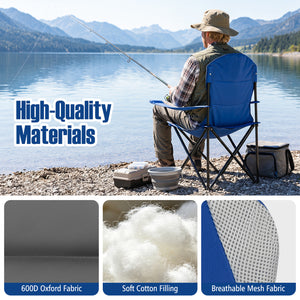 Perfect for gatherings with this 2-pack camping chair set<br>Offer support for the neck  shoulder  back  lumbar  arms and legs<br>600D Oxford fabric provides long-lasting and wear-resistant seating<br>Soft cotton filling ensures comfortable cushioning for