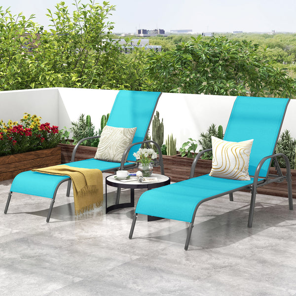 Don't leave the lounge chairs outside in raining days for prolonging its' using life <br>Made of Sun-proof and breathable fabric for long-lasting use <br>Powder coated steel frame provides sturdy support <br>Thick legs and anti-slip pads provide extra sta