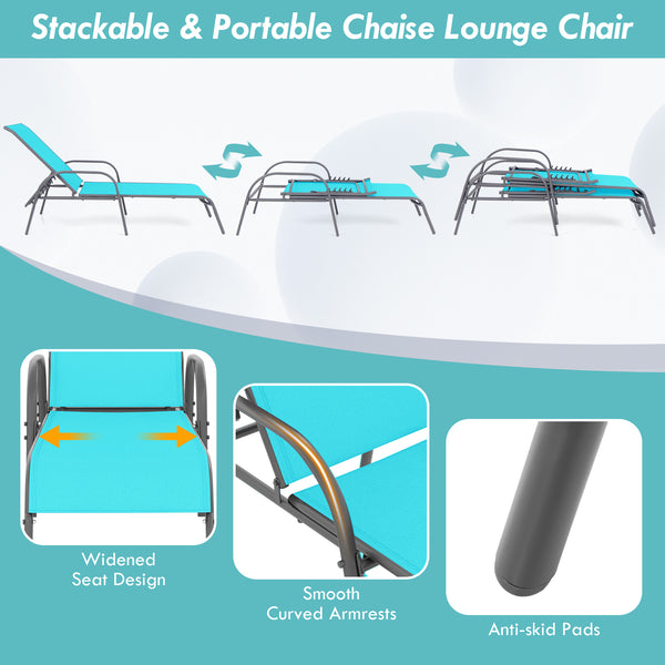 Don't leave the lounge chairs outside in raining days for prolonging its' using life <br>Made of Sun-proof and breathable fabric for long-lasting use <br>Powder coated steel frame provides sturdy support <br>Thick legs and anti-slip pads provide extra sta