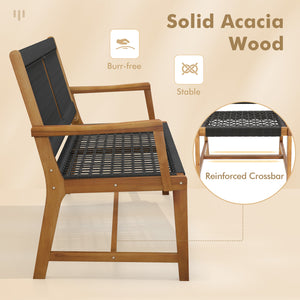 Hand-woven plastic ropes for better breathability and good supportability<br>Come with 360 lbs weight capacity for each chair thanks to solid acacia woods<br>Reinforced crossbars for additional stability<br>Create more seating areas with 19 inches deep se