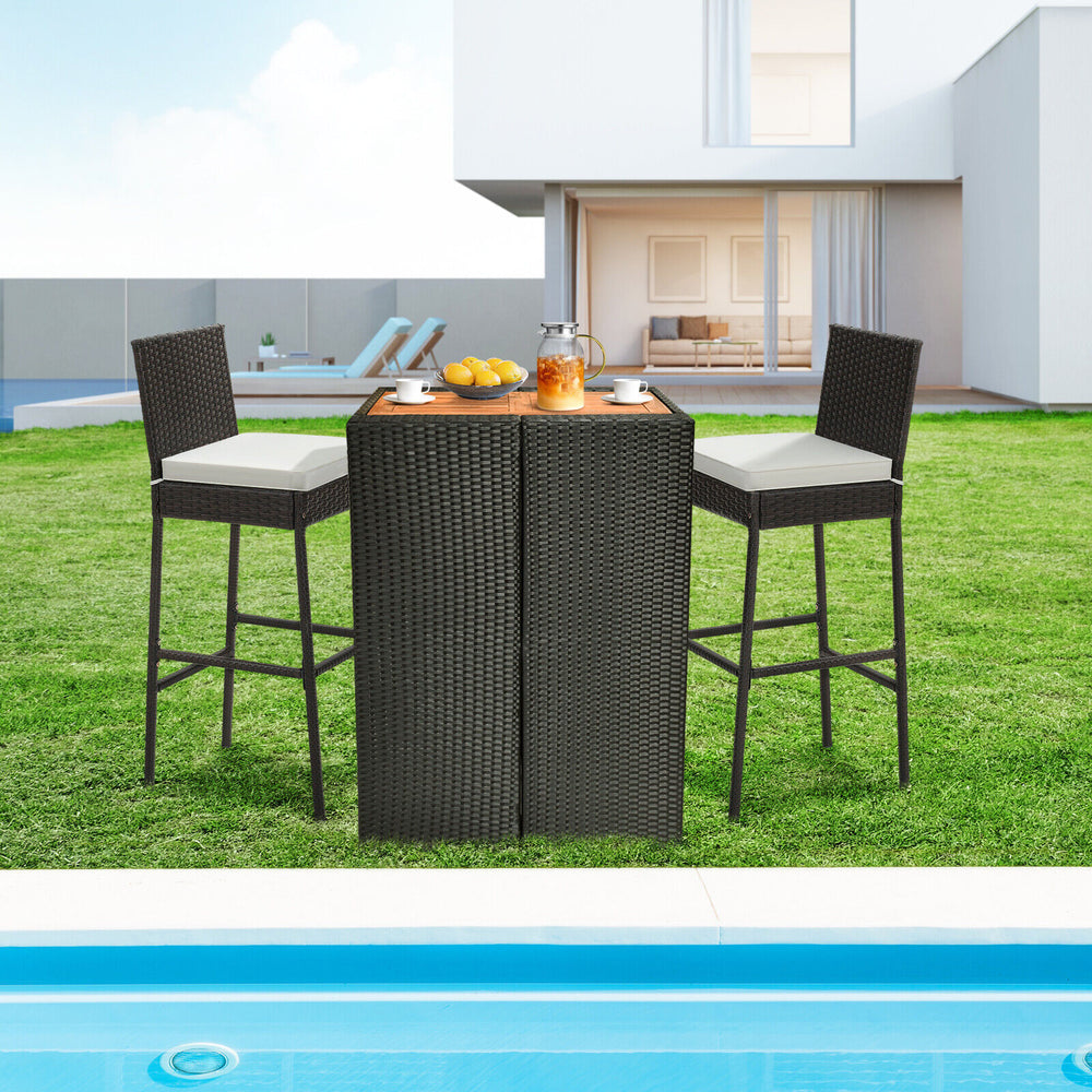 30 inch seat height is compatible with most bar tables<br>Much cozier with soft cushions  cozy footrest and backrest<br>Smooth zippers for easy maintenance of cushion covers<br>Fixing straps keep the cushions in place<br>Reinforced metal frame for high st