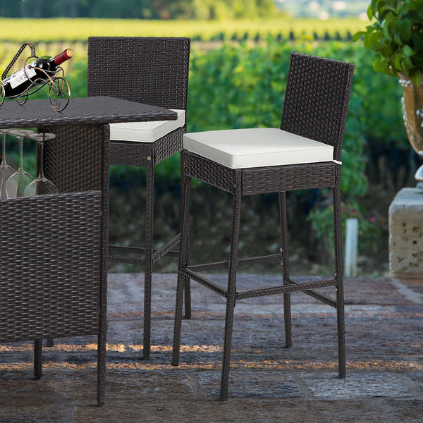 30 inch seat height is compatible with most bar tables<br>Much cozier with soft cushions  cozy footrest and backrest<br>Smooth zippers for easy maintenance of cushion covers<br>Fixing straps keep the cushions in place<br>Reinforced metal frame for high st