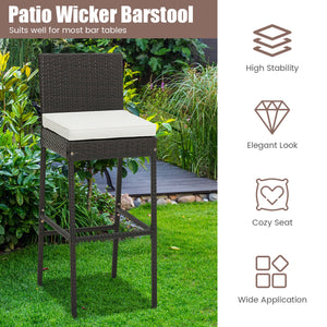 30 inch seat height is compatible with most bar tables<br>Much cozier with soft cushions  cozy footrest and backrest<br>Smooth zippers for easy maintenance of cushion covers<br>Fixing straps keep the cushions in place<br>Reinforced metal frame for high st