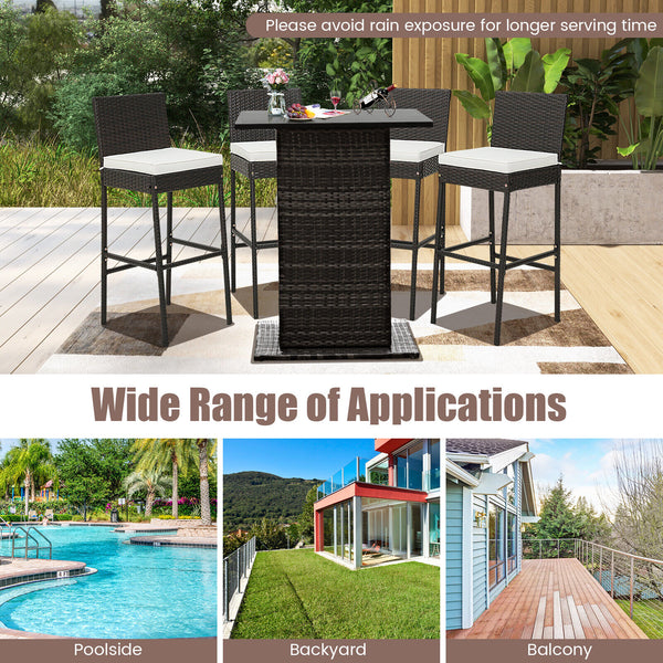 30 inch seat height is compatible with most bar tables<br>Much cozier with soft cushions  cozy footrest and backrest<br>Smooth zippers for easy maintenance of cushion covers<br>Fixing straps keep the cushions in place<br>Reinforced metal frame for high st