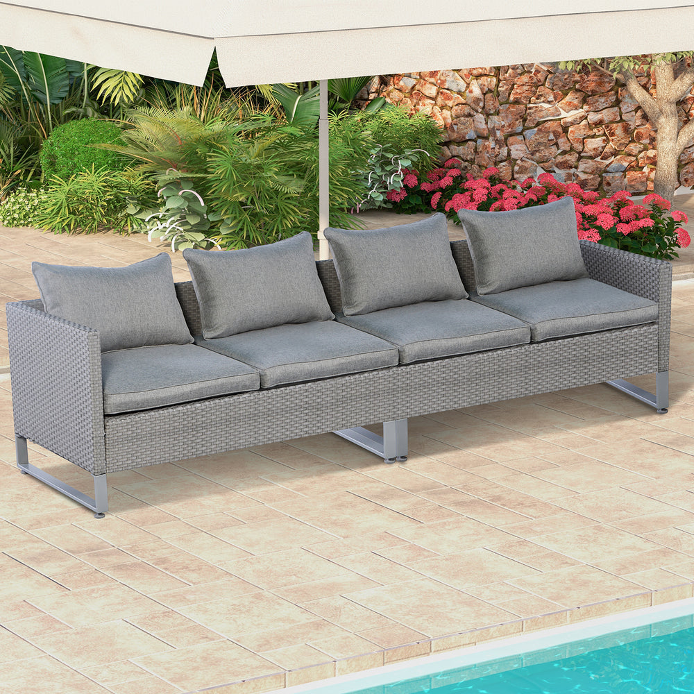 3 boxes shipment  delivery time may vary <br>Screws in box A for easy assemble <br>Make it perfect for outdoor use with colorfast PE wicker <br>Ensure strong stability with sturdy metal frame <br>Soft padded cushions for optimal comfort <br>Make the sofas