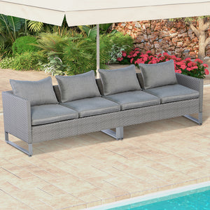 3 boxes shipment  delivery time may vary <br>Screws in box A for easy assemble <br>Make it perfect for outdoor use with colorfast PE wicker <br>Ensure strong stability with sturdy metal frame <br>Soft padded cushions for optimal comfort <br>Make the sofas